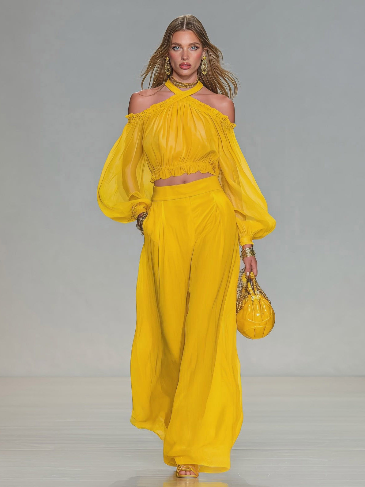 Wide-Leg Elegant Two-Piece Set