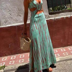 Printed Slit Dress