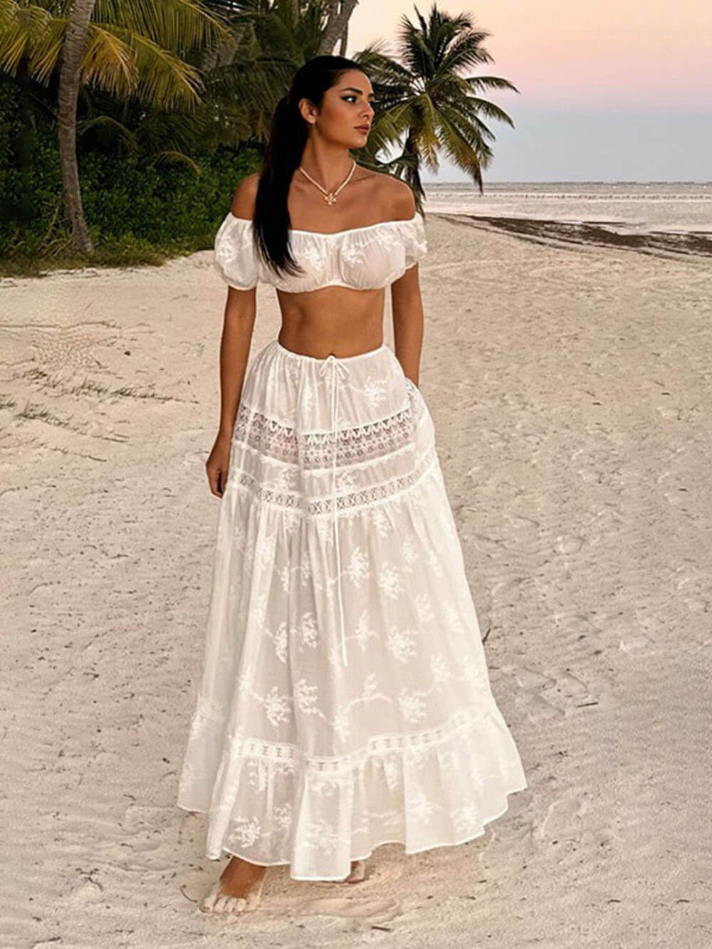 Cropped High-Waisted Resort Two-Piece Set