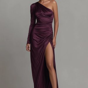Satin Ruched Elegant Maxi Dress