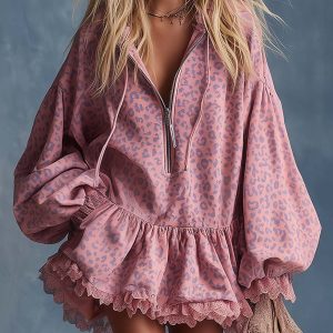 Printed Leopard Print Elegant Mini Dress
