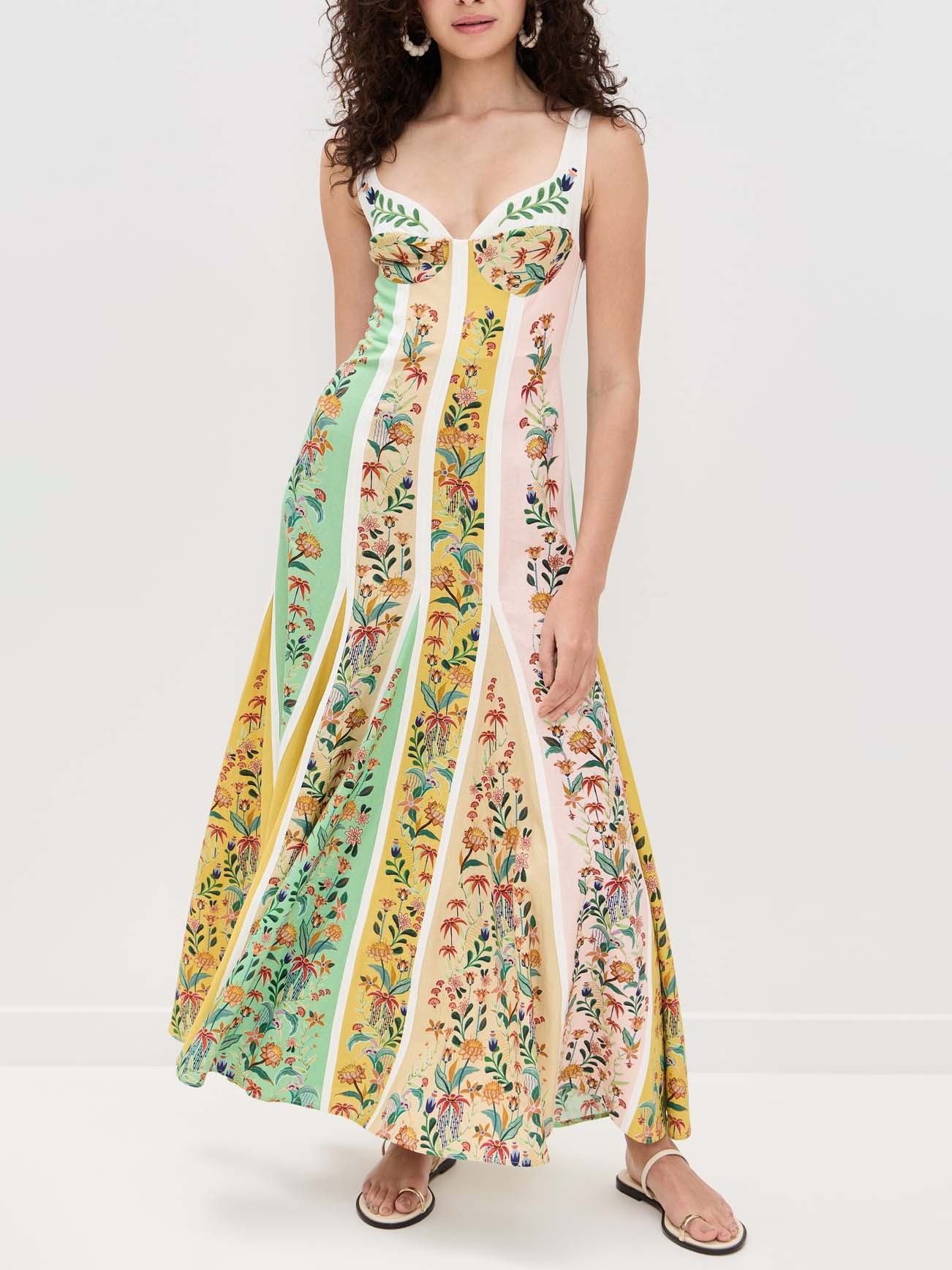 Printed Floral Patchwork Casual Maxi Dress