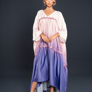 Printed Satin Elegant Maxi Dress