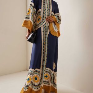 Printed Elegant Vintage Maxi Dress