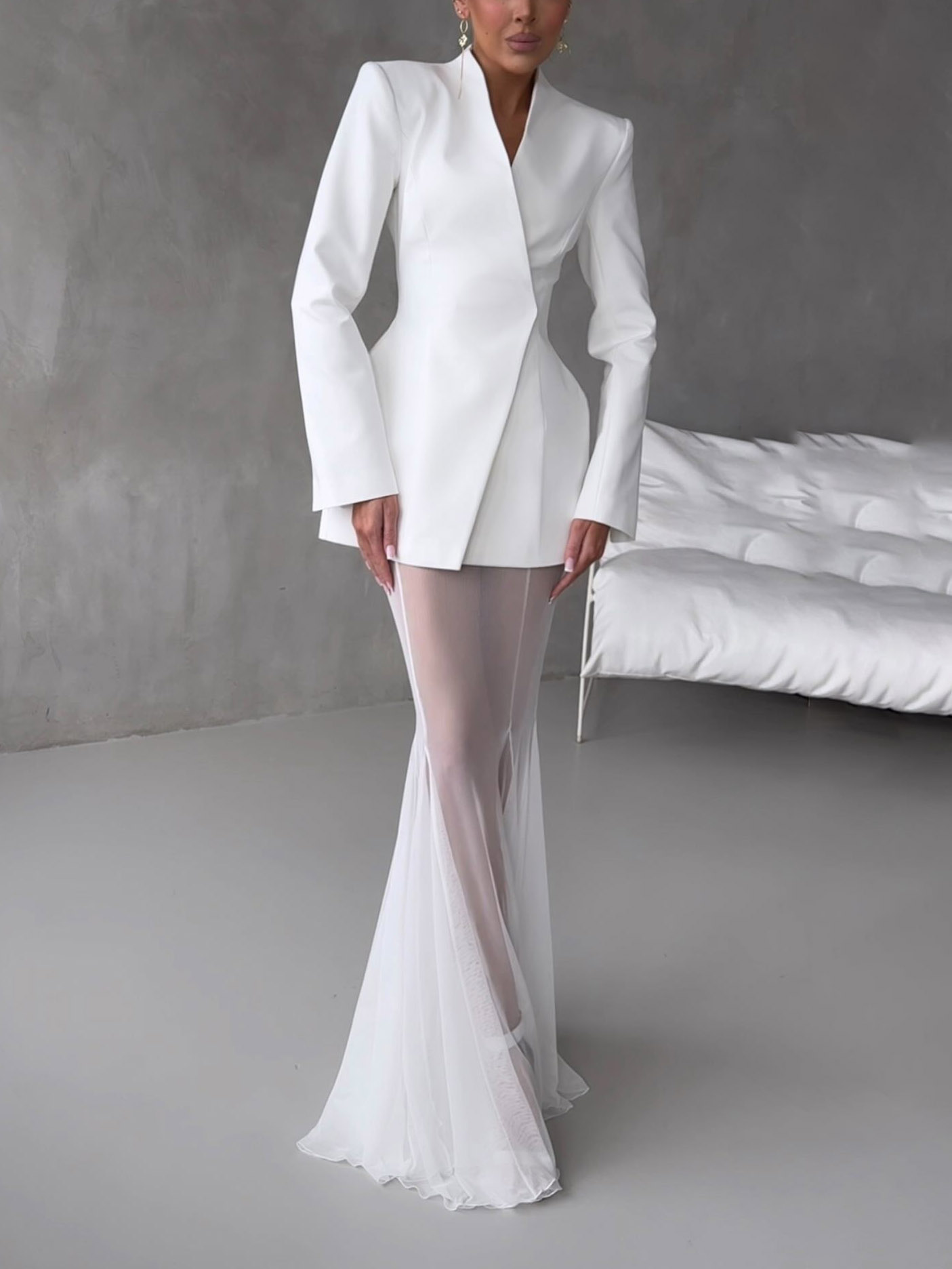 Asymmetric Neck Bodycon Elegant Two-Piece Set