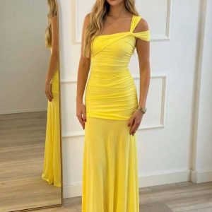 Asymmetric Neck Maxi Dress