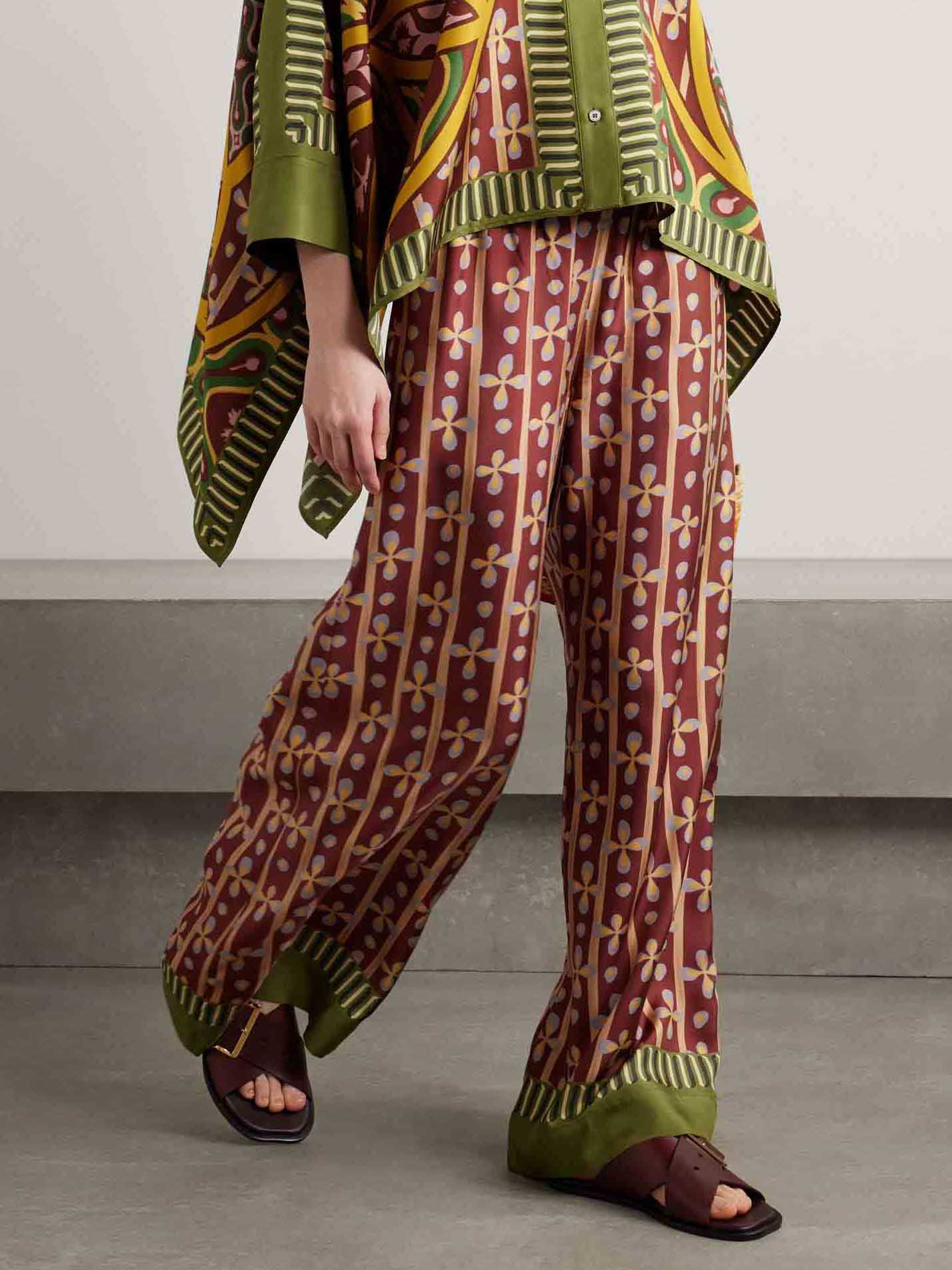 Printed Wide-Leg Loose Fit Pants