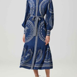 Printed Lace Midi Dress