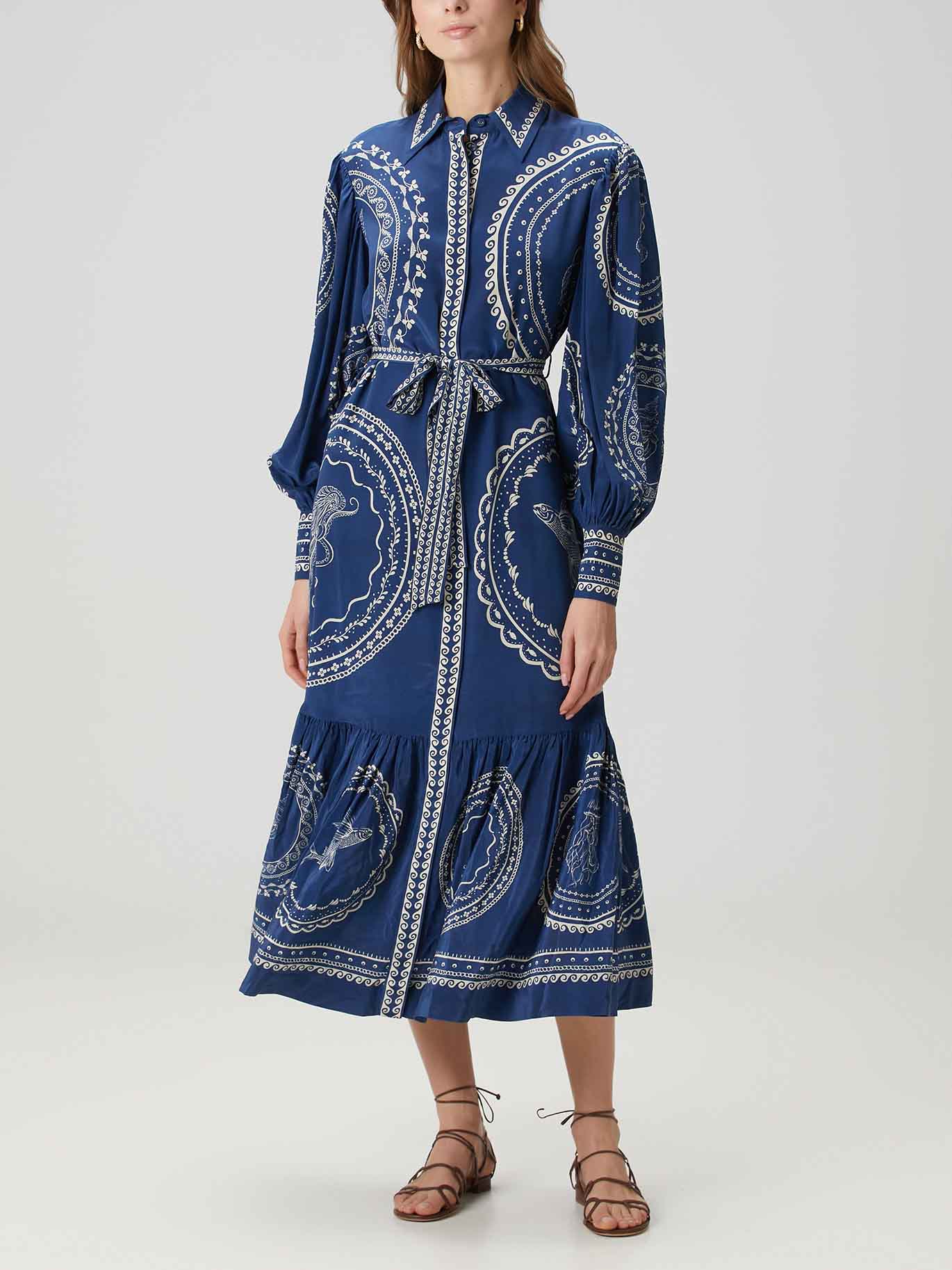 Printed Lace Midi Dress